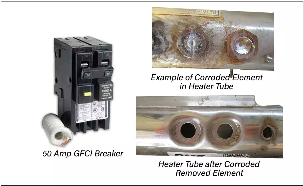 Heater Element Cause of Hot Tub 50 Amp GFCI Tripping